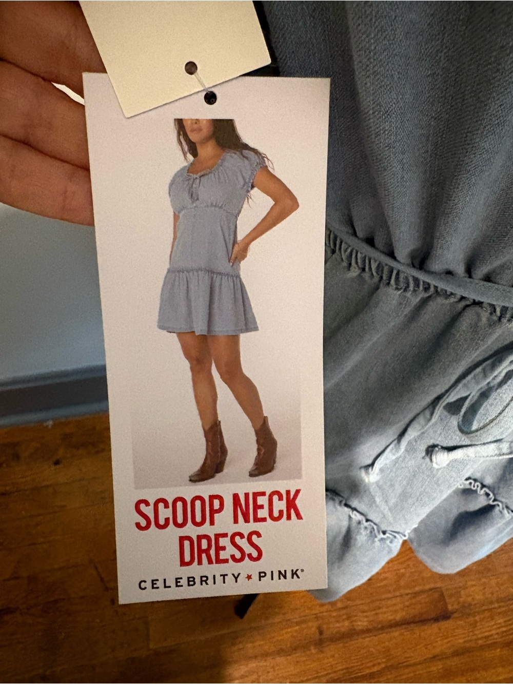 Celebrity Pink Light Blue Denim Mini Dress - Picture 4 of 8